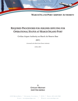 Required Procedures for Airlines Applying for Operational Status at March Inland Port