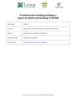 Joint Committee on Health and Children a REPORT on HEALTH