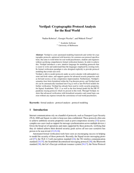 Cryptographic Protocol Analysis for the Real World