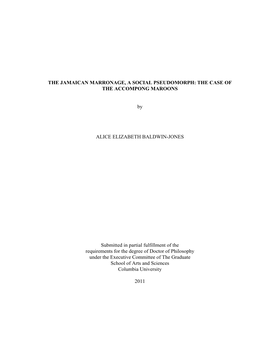 The Jamaican Marronage, a Social Pseudomorph: the Case of the Accompong Maroons