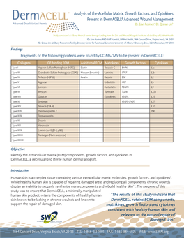 Analysis of the Acellular Matrix, Growth Factors, and Cytokines Present in Dermacell® Advanced Wound Management Dr