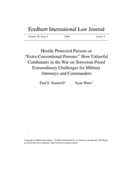 How Unlawful Combatants in the War on Terrorism Posed Extraordinary Challenges for Military Attorneys and Commanders