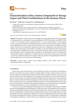 Characterization of Key Aroma Compounds in Xiaoqu Liquor and Their Contributions to the Sensory Flavor