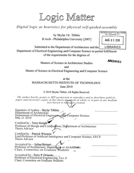 Logic Matter Digital Logic As Heuristicsfor Physical Self-Guided-Assembly