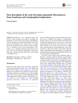 First Description of the Early Devonian Ammonoid Mimosphinctes from Gondwana and Stratigraphical Implications