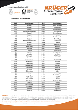 24 Stunden Zustellgebiet