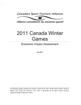 2011 Canada Winter Games Economic Impact Assessment