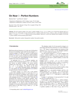 On Near 3−Perfect Numbers -.:: Natural Sciences Publishing