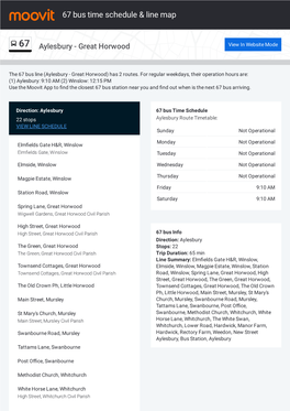 67 Bus Time Schedule & Line Route