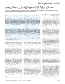 Increased Influence of Genetic Variation on PON1 Activity In