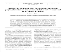 Primary Production and Physiological State of Phytoplankton at the Ushant Tidal Front (West Coast of Brittany, France)