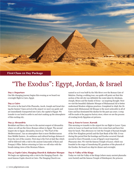 “The Exodus”: Egypt, Jordan, & Israel