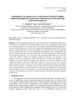 Experimental Design on Laminated Veneer Lumber Fiber Reinforced Composite: Processing Parameters and Its Durability