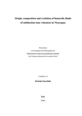 Origin, Composition and Evolution of Fumarolic Fluids of Subduction Zone Volcanoes in Nicaragua