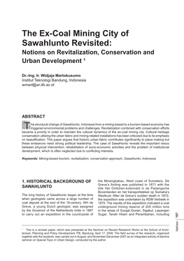 The Ex-Coal Mining City of Sawahlunto Revisited