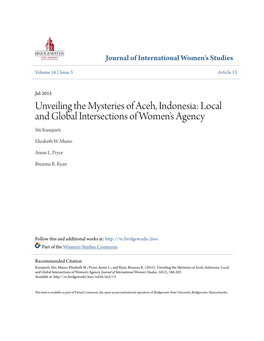 Unveiling the Mysteries of Aceh, Indonesia: Local and Global Intersections of Women's Agency Siti Kusujiarti