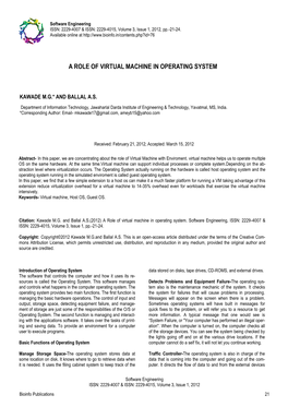 A Role of Virtual Machine in Operating System