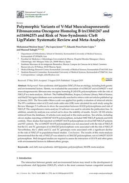 (Rs13041247 and Rs11696257) and Risk of Non-Syndromic Cleft Lip/Palate: Systematic Review and Meta-Analysis