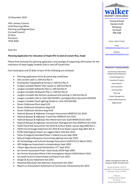 Jeremy Content Chief Planning Officer Planning and Regeneration Cornwall Council St Clare Penzance TR18 3Q