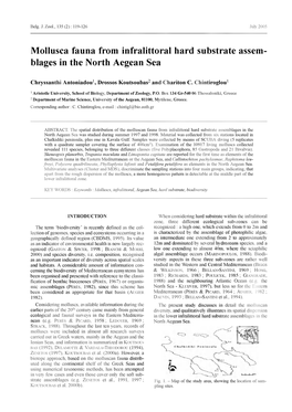 Mollusca Fauna from Infralittoral Hard Substrate Assem Blages in the North
