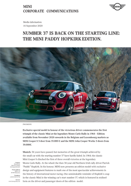 The Mini Paddy Hopkirk Edition