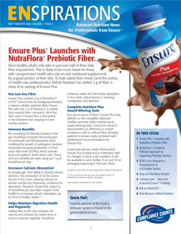 Ensure Plus® Launches with Nutraflora® Prebiotic Fiber