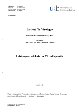 Leistungsverzeichnis Institut Für Virologie