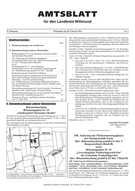 AMTSBLATT Für Den Landkreis Wittmund