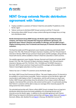 • Viaplay Available to Customers of Telenor's Fixed Line and Satellite TV