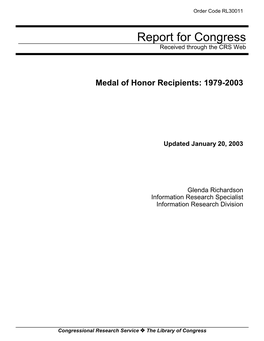 Medal of Honor Recipients: 1979-2003