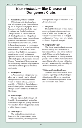 Hematodinium-Like Disease of Dungeness Crabs