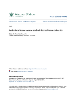 Institutional Image: a Case Study of George Mason University