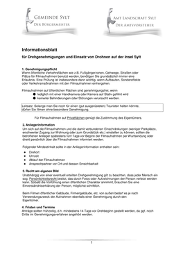 Informationsblatt Für Drehgenehmigungen Und Einsatz Von Drohnen Auf Der Insel Sylt