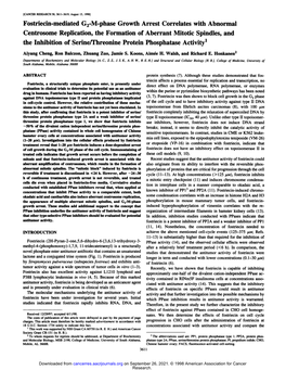 Fostriecin-Mediated G2-M-Phase Growth Arrest Correlates With