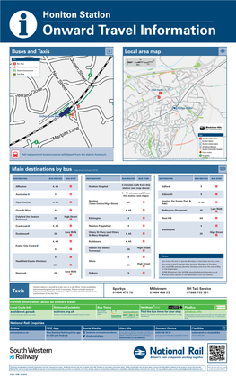 Honiton Station I Onward Travel Information Buses and Taxis Local Area Map