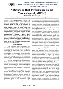 A Review on High Performance Liquid Chromatography (HPLC) Mr