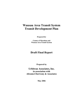 Wausau Area Transit System Transit Development Plan