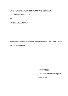 Land Registration in England and Slovakia