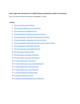 Intel's Tiger Lake 11Th Gen Core I7-1185G7 Review and Deep Dive