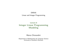 Integer Linear Programming Modeling