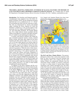 The Dorsa Argentea Formation: Synthesis of Glacial Features and History of Late Noachian-Early Hesperian Martian Climate Change