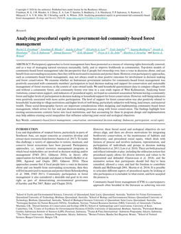 Analyzing Procedural Equity in Government-Led Community-Based Forest Management