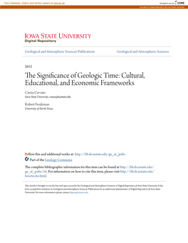 The Significance of Geologic Time: Cultural, Educational, and Economic Frameworks