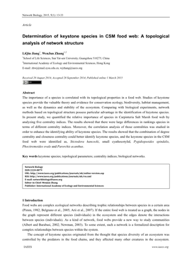 Determination of Keystone Species in CSM Food Web: a Topological Analysis of Network Structure