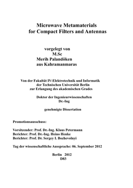 Microwave Metamaterials for Compact Filters and Antennas