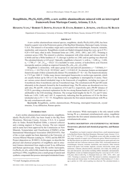 Rongibbsite, Pb2(Si4al)O11(OH), a New Zeolitic Aluminosilicate Mineral with an Interrupted Framework from Maricopa County, Arizona, U.S.A