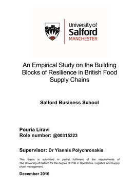 An Empirical Study on the Building Blocks of Resilience in British Food Supply Chains