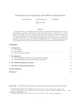 Communication Complexity with Defective Randomness