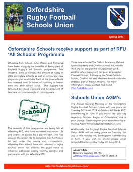 Oxfordshire Rugby Football Schools Union County Competitions