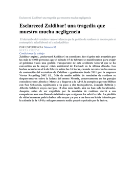 Esclareced Zaldibar! Una Tragedia Que Muestra Mucha Negligencia Esclareced Zaldibar! Una Tragedia Que Muestra Mucha Negligencia